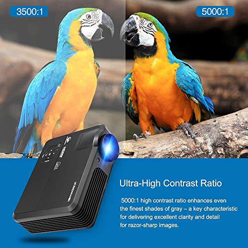 Projector Bluetooth WiFi Android 4400 Lumen LCD LED Multimedia Video Projector Home Theater Support HD 1080P Airplay HDMI USB RCA VGA AV for Gaming Fire TV Stick Smartphone DVD Laptop Outdoor Movie