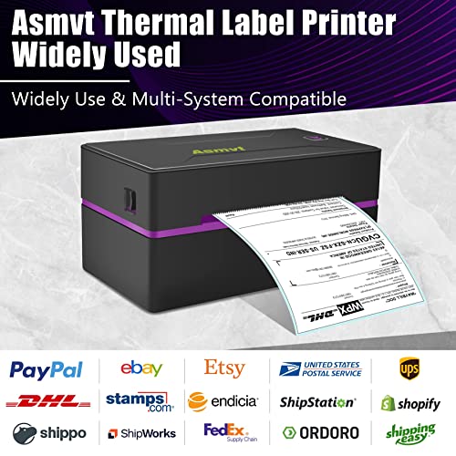 Asmvt Label Printer with Label Holder,150mm/s 4x6 Desktop Label Printer for Small Business, USPS, FedEx, Shopify, Etsy, Amazon,Compatible with Windows & Mac