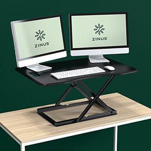 Zinus Penny Smart Adjust Standing Desk / Adjustable Height Desktop Workstation / 36" x 24" / Black