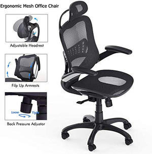 Ergonomic Office Task Chair,Desk Chair, High Back Executive Home Office Desk Chair with Arms Adjustable Height Back Lumbar Support Mesh Heavy Duty