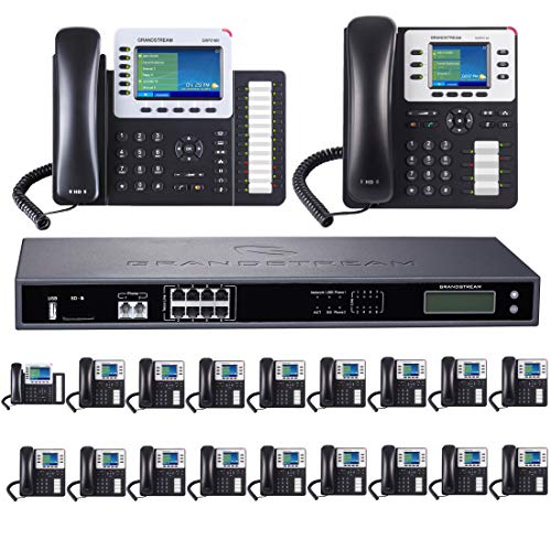 Grandstream Business Phone System: 8-Line Enhanced Pack with Color Phones, Auto Attendant, Voicemail, Call Recording (20 Phone Bundle)