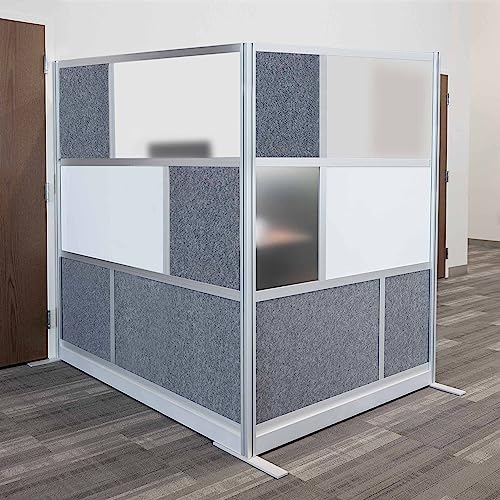 S Stand Up Desk Store Workflow Modular Wall Bundle | Expandable Office Partition System with Whiteboard, Acrylic & Sound Absorbent Panels | (2) 53in x 70in Walls