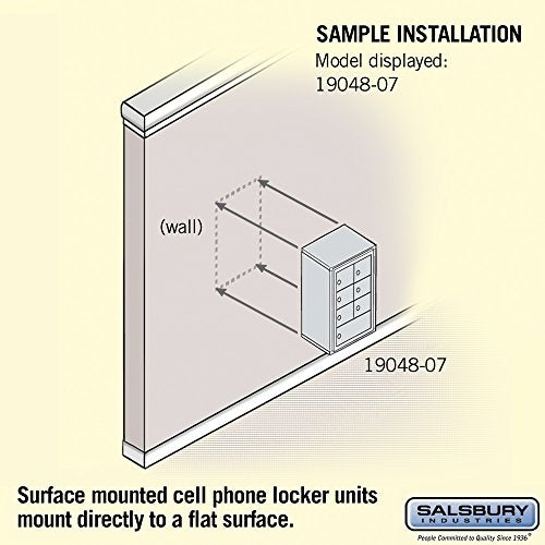 Salsbury Industries 19048-07ASK Cell Phone-4 Unit Surface Mounted-Master Keyed Locks with 8-Inch Diameter Compartments, Aluminum