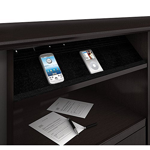Bush Furniture Cabot Corner Desk and 16 Cube Bookcase in Espresso Oak