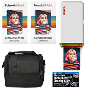 Polaroid Hi-Print - Bluetooth Connected 2x3 Pocket Phone Photo Printer with 2 Polaroid Hi·Print 2x3 Paper Cartridges (40 Sheets), Padded Bag and Microfiber Cloth