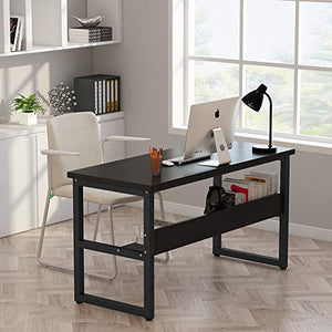 Tribesigns 55 Inches Computer Desk with Bookshelf Works as Office Desk Study Table Workstation for Home Office (55‘’, All Black)