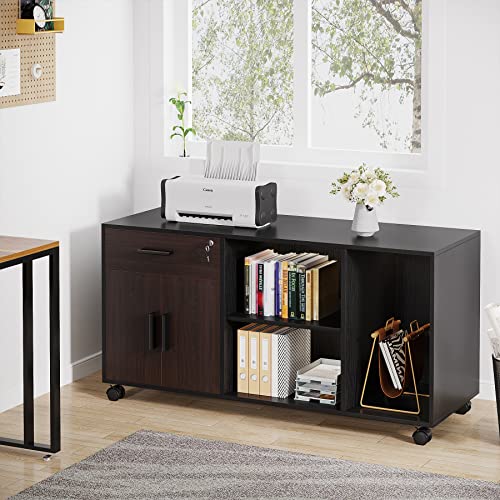 Tribesigns Large Executive Office Desk with Lateral File Cabinet, L Shaped Desk, Drawers, and Storage
