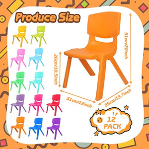 Purpeak 12 Pcs 10 Inch Plastic Stackable School Chairs for Kids