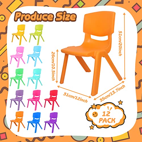 Purpeak 12 Pcs 10 Inch Plastic Stackable School Chairs for Kids