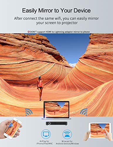 Portable Mini Projector, Haidiscool Pocket Video DLP Pico Projector 300 ANSI Lumen with WiFi, USB, HDMI, Support iPhone, Android, Laptop, PC, 1080P Movie, for Home Theater/Small Business Presentation