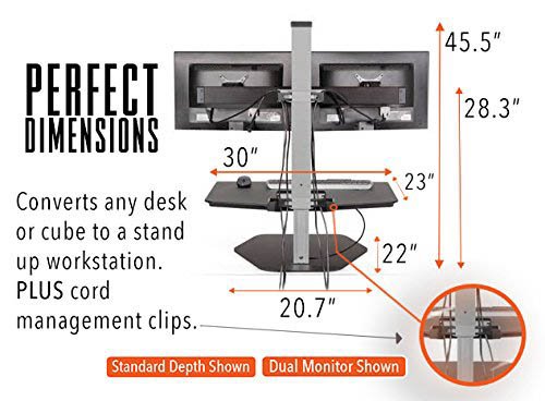 Stand Steady Winston Workstation Single Monitor Mount Sit-Stand Desk with Compact Work Surface (Innovative WNST-1-CW) | One Monitor Standing Desk with VESA Mount| Height Adjustable! (1 Monitor/Black)