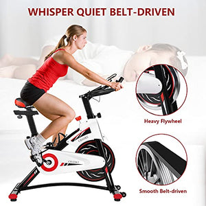 Exercise Bike, CHAOKE Indoor Cycling Bike, Stationary Bike Magnetic Resistance Whisper Quiet for Home Cardio Workout Heavy Flywheel & Comfortable Seat Cushion with Digital Monitor (2021 Upgraded)
