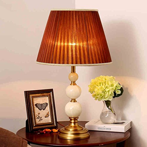 HZB The Simplicity Of Modern American Bedroom Villa Full Copper Lamp Bedside Lamp Romantic Marble