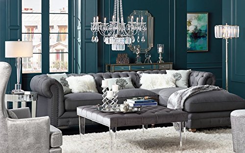 Modern Floor Lamp Soft Silver Clear Crystal Glass Shade for Living Room Reading Bedroom Office - Vienna Full Spectrum