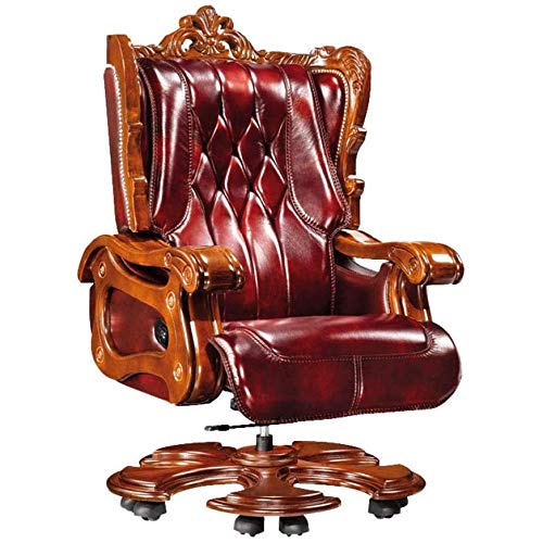 QHH Executive Office Chair | High Back Ergonomic Lumbar Support, Bonded Leather Recliner Managerial Chair