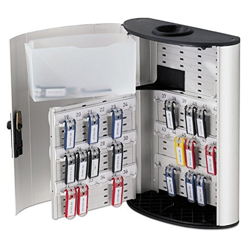 Durable 196823 Key Box Plus, 54-Key, Brushed Aluminum, Silver, 11 3/4 x 4 5/8 x 11