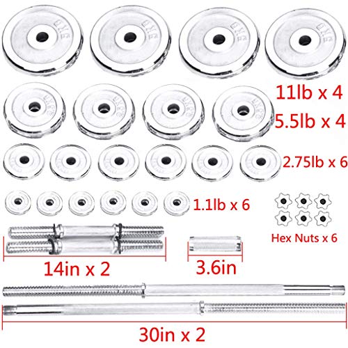 Adjustable Dumbbells Set 50 KG/110 LBS with Connector Options Each Other Convertible | Home Office Gym Strength Exercise Fitness Equipment for Men and Women,Whole Body Workout Fitness Kit（Silver）
