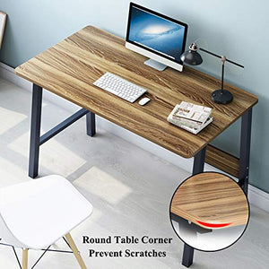 Writing Computer Desk, 47" Modern Office Desk Workstation for Home | Industrial Style PC Laptop Gaming Study Table with Steel Leg - Walnut Color