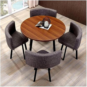 HM&DX 5-Piece Wooden Round Conference Room Table and Chair Set