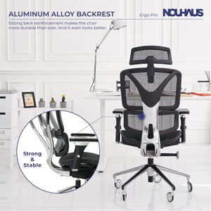 Nouhaus ErgoPRO Ergonomic Office Chair with Back Support and 360 Degree Swivel - Black