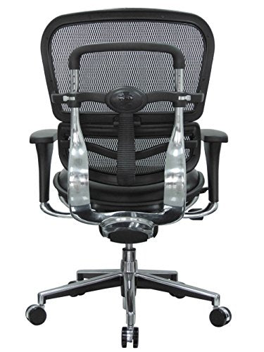 Eurotech Seating Ergohuman LEM6ERGLO(N) Mid Leather Seat/Mesh Back Swivel Chair, Black