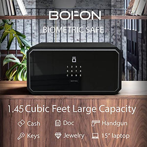 BOFON W-Series Security Box with Key, Safe Box,1.45 Cubic Fingerprint Password,Safety Boxes for Home,Pistol Safe