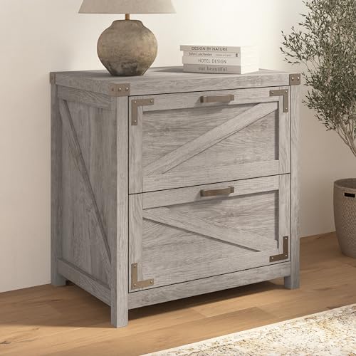 Bush Furniture Kathy Ireland Home 2-Drawer Lateral File Cabinet, Restored Gray, 29-Inch
