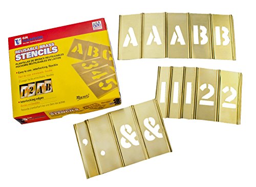 C.H. Hanson 10154 Brass Interlocking Stencil Letter & Number Set, 92 pieces, 4 inch