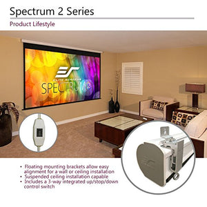 Elite Screens Spectrum2, 120-inch 16:9, 12-inch Drop, Electric Motorized Drop Down Projection Projector Screen, SPM120H-E12