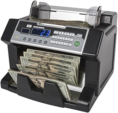 Royal Sovereign High Speed Bill Counter With UV, MG, IR Counterfeit Bill Detector & Front Loader (RBC-3100),Black and Silver