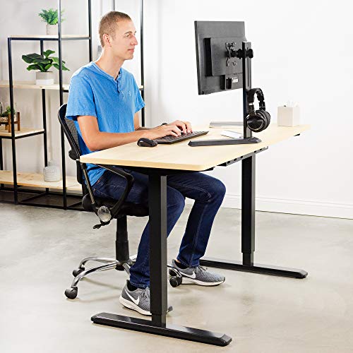 VIVO Black Electric Stand Up Desk Frame Workstation, Single Motor Ergonomic Standing Height Adjustable Base with Control Panel, DESK-V101EB