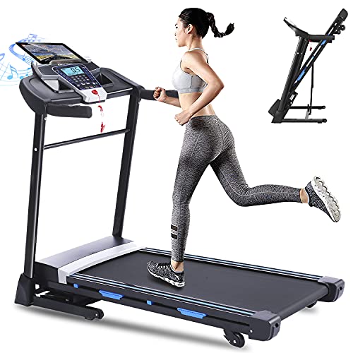 ANCHEER Folding Treadmill 300 lb Capacity,3.25HP Electric Motorized Automatic Incline Running Machine for Home Gym, 17'' Wide Tread Belt, Free App Control