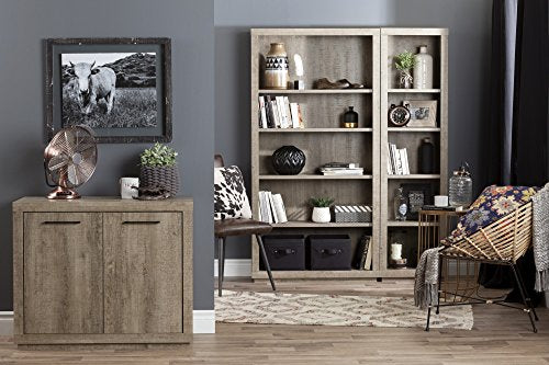 South Shore 10481 Narrow 5-Shelf Storage Bookcase, Weatered Oak