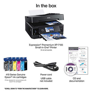 Epson Expression Premium XP-7100 Wireless Color Photo Printer with ADF, Scanner and Copier (Renewed)