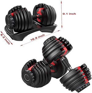 VEICAR 52.5lbs Adjustable Dumbbells,5lb-52.5lb Fast Adjust Weight Dumbbells,Training Weights Gym Equipment for Man and Women Exercise Dumbbells（A Pair）