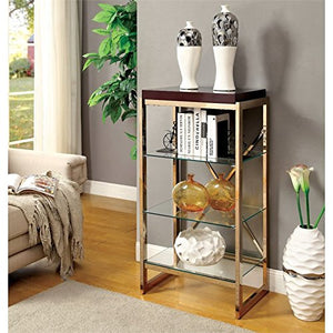 Furniture of America Ruptin 4 Shelf Metal Bookcase in Gold