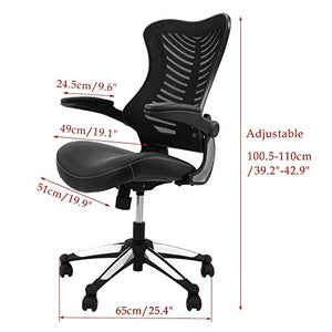 Modrine Ergonomic Swivel Drafting Chair, Height Adjustable Breathable Mesh Back with Steel Footring, Flip-up Padded Armrest Wheel Fabric Lumbar Support Seat (Style 2)