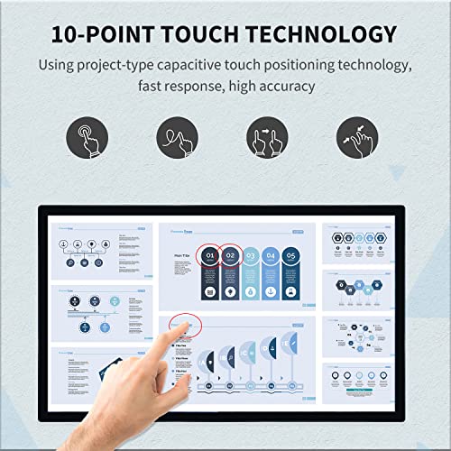 TouchWo 32 inch Interactive Touchscreen Monitor with Smart Board - 1080P Display, Win-10, Core i5, 4GB RAM, 128GB ROM