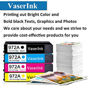 4 Pack Remanufactured Ink Cartridge Replacement for HP 972A Ink Work with PageWide 452dn 452dw 552dw 477dn 477dw 577dw 577z MFP P57750DW MFP P55250DW Printers (1BK+1C+1M+1Y) - by VaserInk