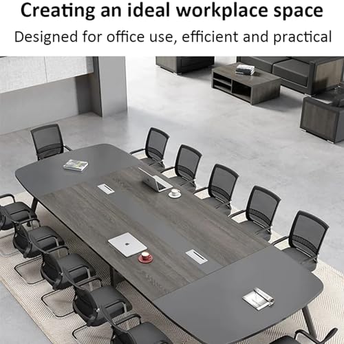 KAGUYASU Modern 14.8FT Conference Table with Grommet, Black Oak