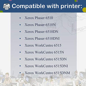 106R03480 106R03690 106R03691 106R03692 (1K+1C+1M+1Y) 4-Pack Compatible and Replaceable for Xerox Phaser 6510 6510N 6510DN 6510DNI, WorkCentre 6515 6515N 6515DN 6515DNI Printers Toner Cartridge.