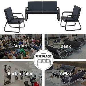 Yudannce Office Reception Guest Chair Set - PU Leather Waiting Room Chairs for Office, Bank, Airport, School, Barbershop