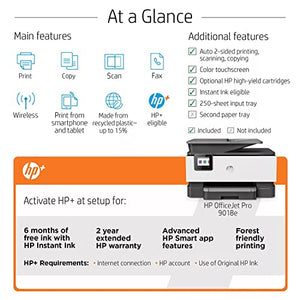 HP OfficeJet Pro 90 18e All-in-One Wireless Color Inkjet Printer, Gray - Print Scan Copy Fax - Instant Ink Ready, 22 ppm, 4800 x 1200 dpi, 512MB Memory, 35-Sheet ADF, Ethernet, Cbmou External Webcam