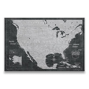 Conquest Maps Travel Map of United States with Pins Modern Slate Style Push Pin Travel Map Cork Board Canvas Map with Cork Backing. (48 x 32 Inches (Single Panel))