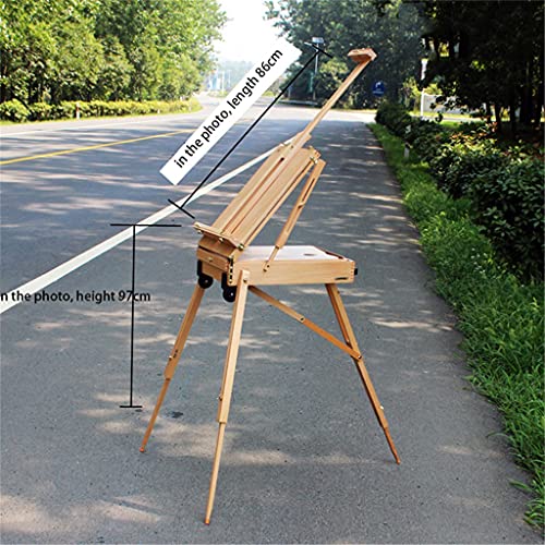 YIFUTY Portable Sketching Easel for Artists PaintingOil Painting Box Wooden Easel Go Out to Sketch with Pulley Pushable