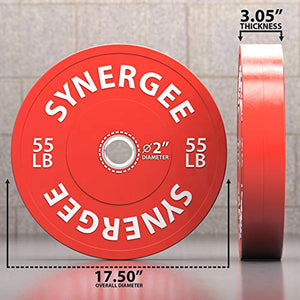Synergee Color Bumper Plates Weight Plates Strength Conditioning Workouts Weightlifting 55lbs Pair
