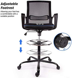 None Drafting Chair Tall Office Chair, Ergonomic Mesh Chair with Foot Ring