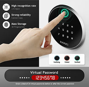 KAPUCI Modern Minimalism Design Biometric Fingerprint Touch Screen Safe, Auto-Open Safe Box with Digital Virtual Password,Safety Steel Household Home Safes,Suitable for Wardrobe,Bedroom,Home,Office,Hotel, Handgun, Jewelry(New Version)