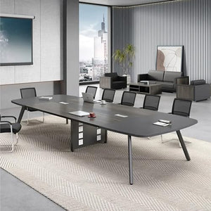 KAGUYASU Modern 14.8FT Conference Table with Grommet, Black Oak