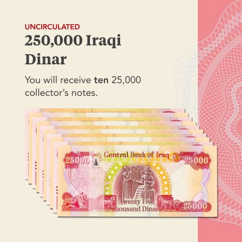 250,000 New Iraqi Dinar, IQD - 25,000 x 10 = 250,000 - Authentic Uncirculated 25K Iraq Dinars 1/4 Million